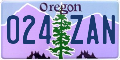 OR license plate 024ZAN
