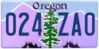 OR license plate 024ZAO