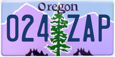 OR license plate 024ZAP