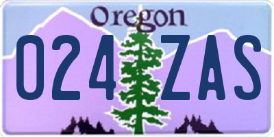 OR license plate 024ZAS