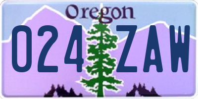 OR license plate 024ZAW