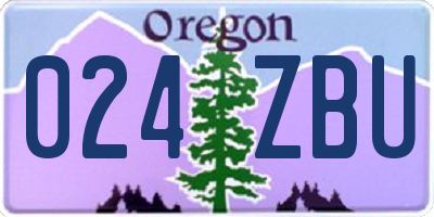 OR license plate 024ZBU