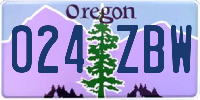 OR license plate 024ZBW