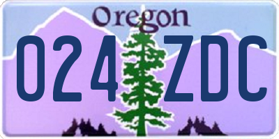 OR license plate 024ZDC