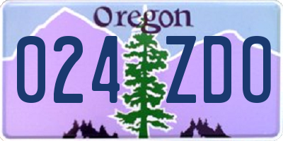 OR license plate 024ZDO