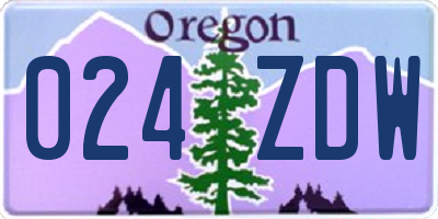 OR license plate 024ZDW