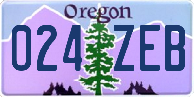 OR license plate 024ZEB