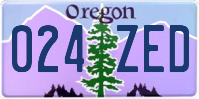 OR license plate 024ZED