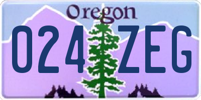 OR license plate 024ZEG