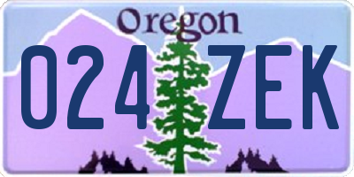 OR license plate 024ZEK