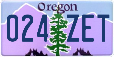 OR license plate 024ZET