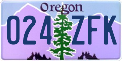 OR license plate 024ZFK