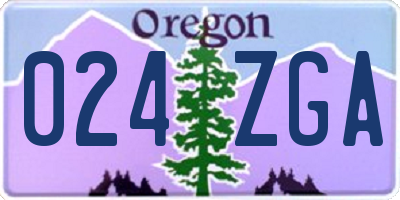 OR license plate 024ZGA