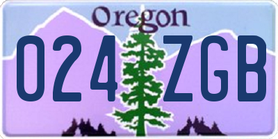 OR license plate 024ZGB