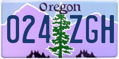 OR license plate 024ZGH
