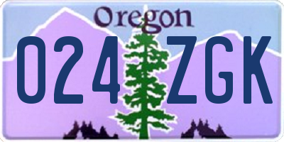OR license plate 024ZGK