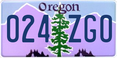OR license plate 024ZGO