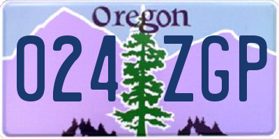 OR license plate 024ZGP