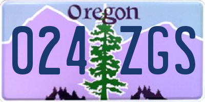 OR license plate 024ZGS