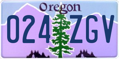 OR license plate 024ZGV