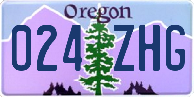OR license plate 024ZHG