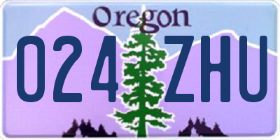 OR license plate 024ZHU