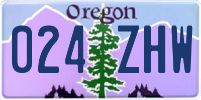 OR license plate 024ZHW