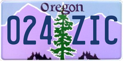 OR license plate 024ZIC