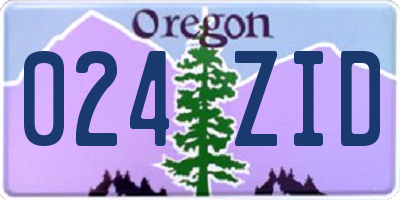 OR license plate 024ZID