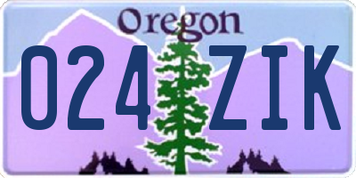 OR license plate 024ZIK