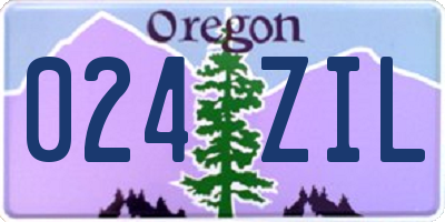 OR license plate 024ZIL