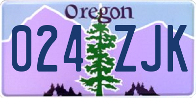 OR license plate 024ZJK