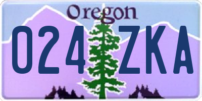 OR license plate 024ZKA