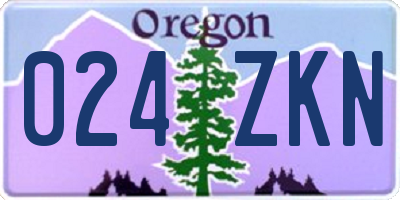 OR license plate 024ZKN