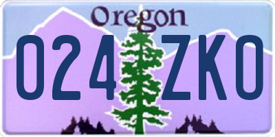 OR license plate 024ZKO