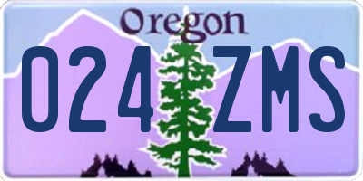 OR license plate 024ZMS