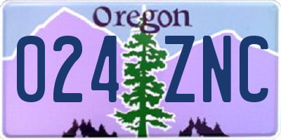 OR license plate 024ZNC