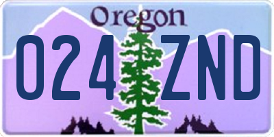 OR license plate 024ZND