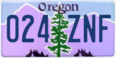 OR license plate 024ZNF
