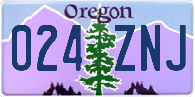 OR license plate 024ZNJ