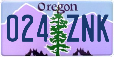 OR license plate 024ZNK