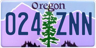 OR license plate 024ZNN