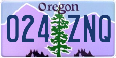 OR license plate 024ZNQ