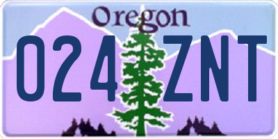 OR license plate 024ZNT