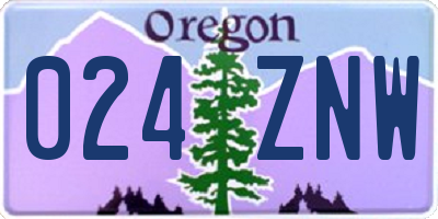 OR license plate 024ZNW