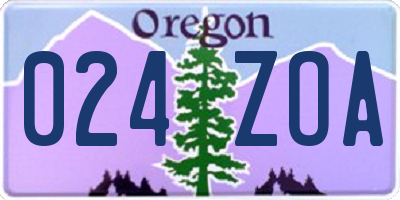 OR license plate 024ZOA
