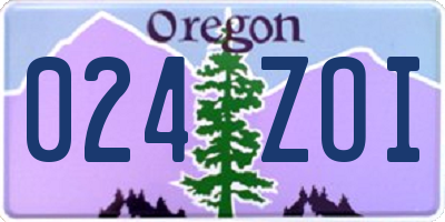 OR license plate 024ZOI