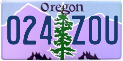 OR license plate 024ZOU