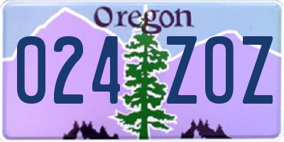 OR license plate 024ZOZ