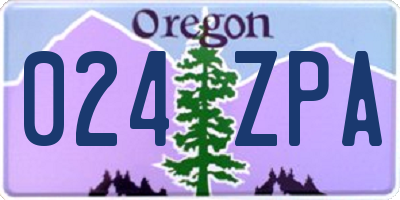OR license plate 024ZPA